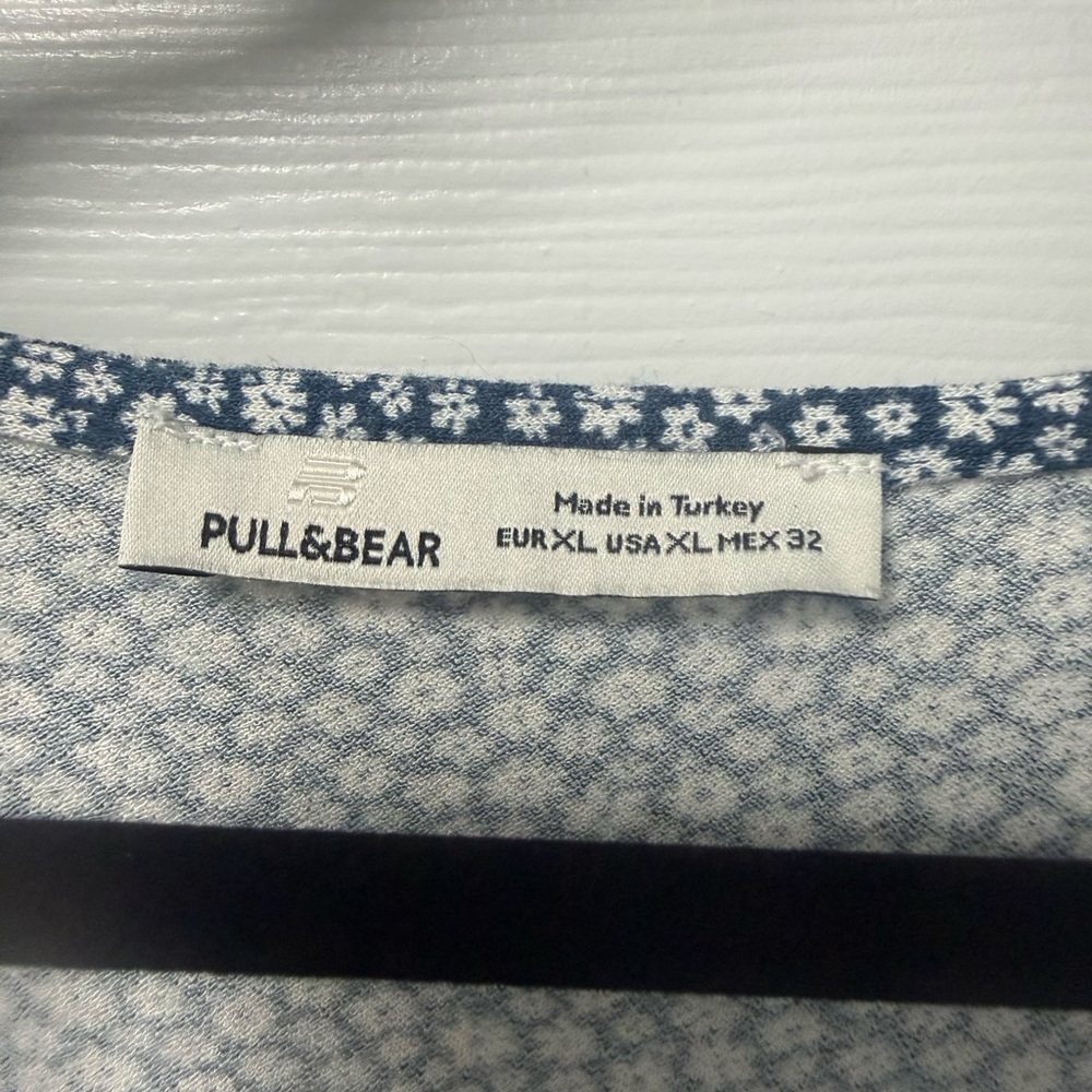 Pull&Bear Blue Floral Wrap Midi Dress - Picture 2 of 6